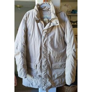 Beige LL Bean Men's Large Tall Parka Puffer Goose Down WARM Jacket Very Nice! LT